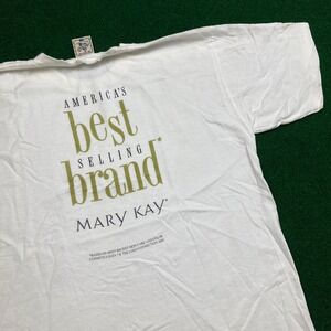 Vintage Mary Kay Shirt L White 2000 Skin Care Brand Promo Spell Out Logo Y2K Tee